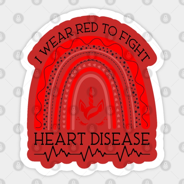 I Wear Red to Fight Heart Disease Sticker by YuriArt